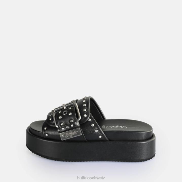 Buffalo Noa Rock Slide Plateausandalen vegan 846Z156 Schwarz|Folien
