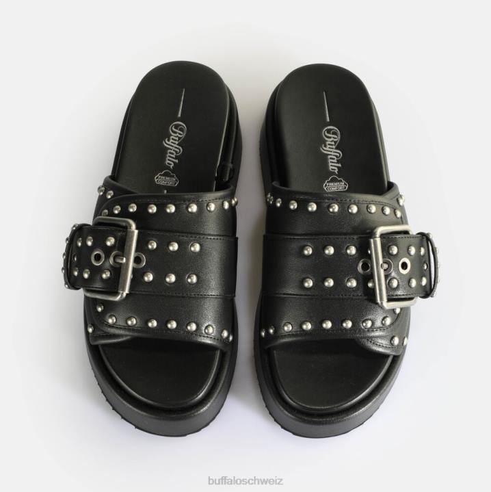 Buffalo Noa Rock Slide Plateausandalen vegan 846Z156 Schwarz|Folien