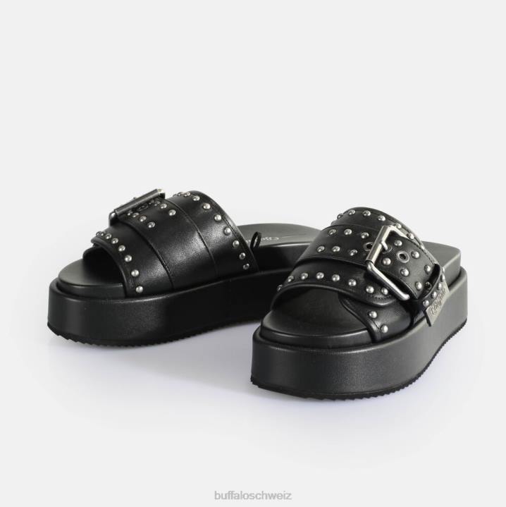 Buffalo Noa Rock Slide Plateausandalen vegan 846Z156 Schwarz|Folien