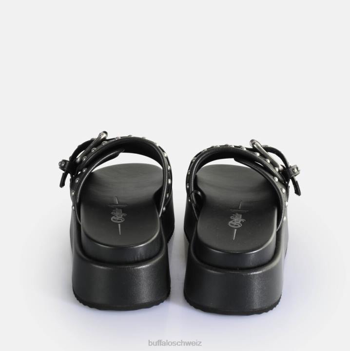 Buffalo Noa Rock Slide Plateausandalen vegan 846Z156 Schwarz|Folien