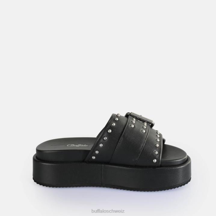 Buffalo Noa Rock Slide Plateausandalen vegan 846Z156 Schwarz|Folien