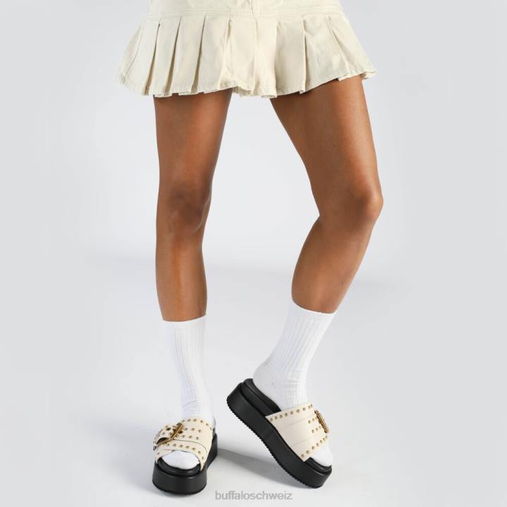 Buffalo Noa Rock Slide Plateausandalen vegan 846Z157 Creme|Folien