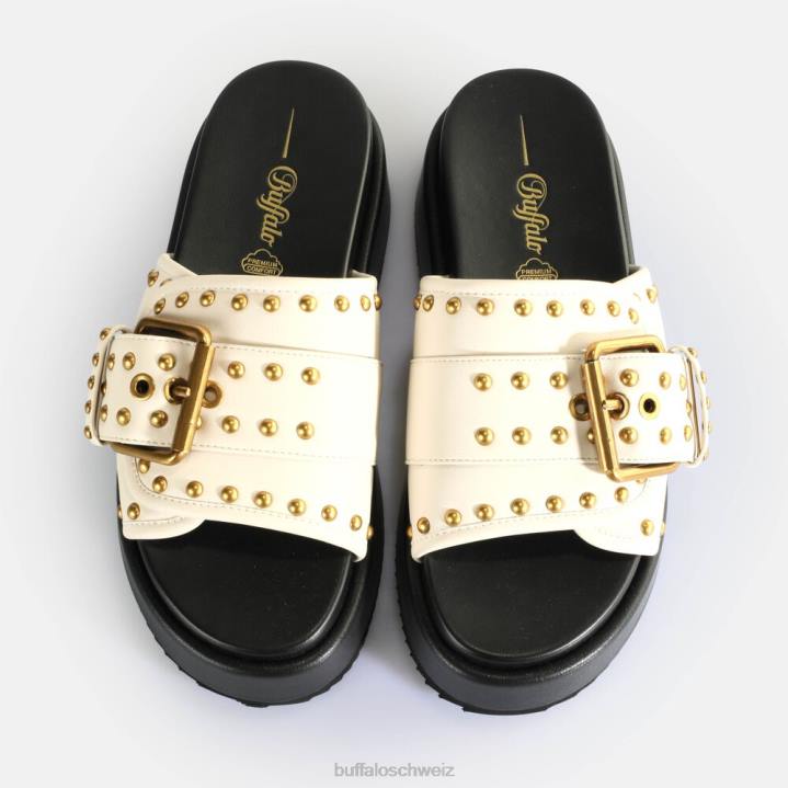 Buffalo Noa Rock Slide Plateausandalen vegan 846Z157 Creme|Folien