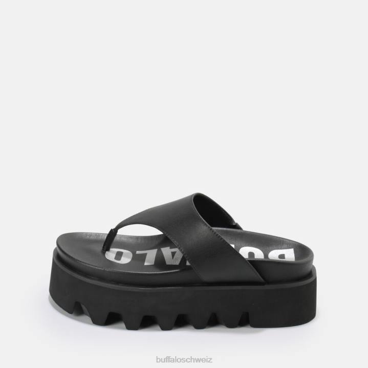 Buffalo Perry Zehensteg-Plateausandalen vegan 846Z897 Schwarz|Folien