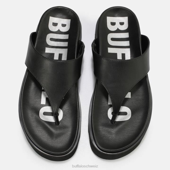 Buffalo Perry Zehensteg-Plateausandalen vegan 846Z897 Schwarz|Folien