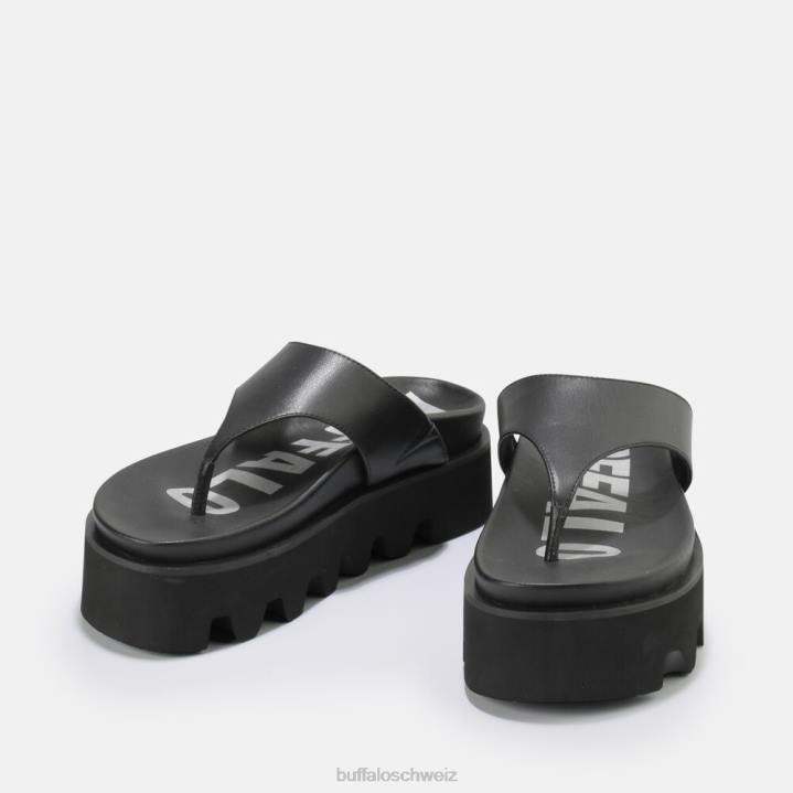 Buffalo Perry Zehensteg-Plateausandalen vegan 846Z897 Schwarz|Folien