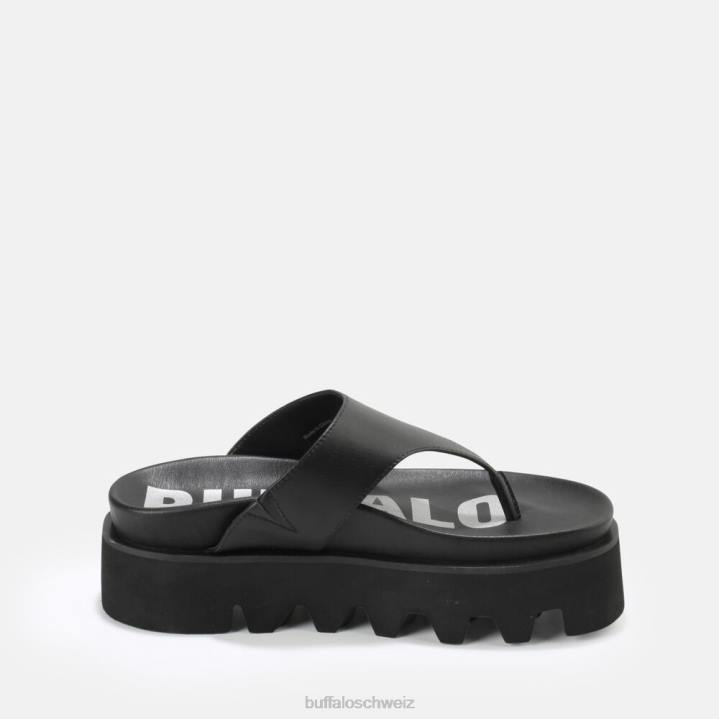 Buffalo Perry Zehensteg-Plateausandalen vegan 846Z897 Schwarz|Folien