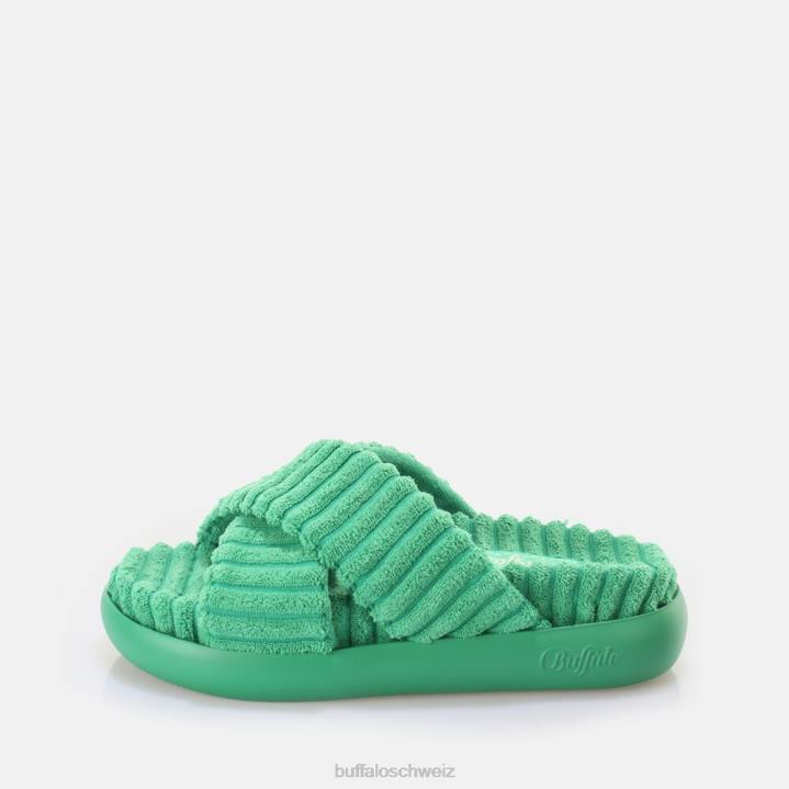 Buffalo Rey Cross-Plateau-Slide vegan 846Z648 Grün|Folien