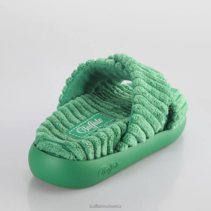 Buffalo Rey Cross-Plateau-Slide vegan 846Z648 Grün|Folien