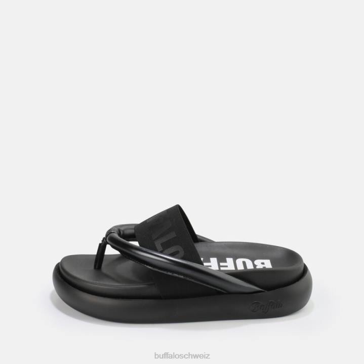 Buffalo Rey Flip-Plateau-Sandalen vegan 846Z722 Schwarz|Folien