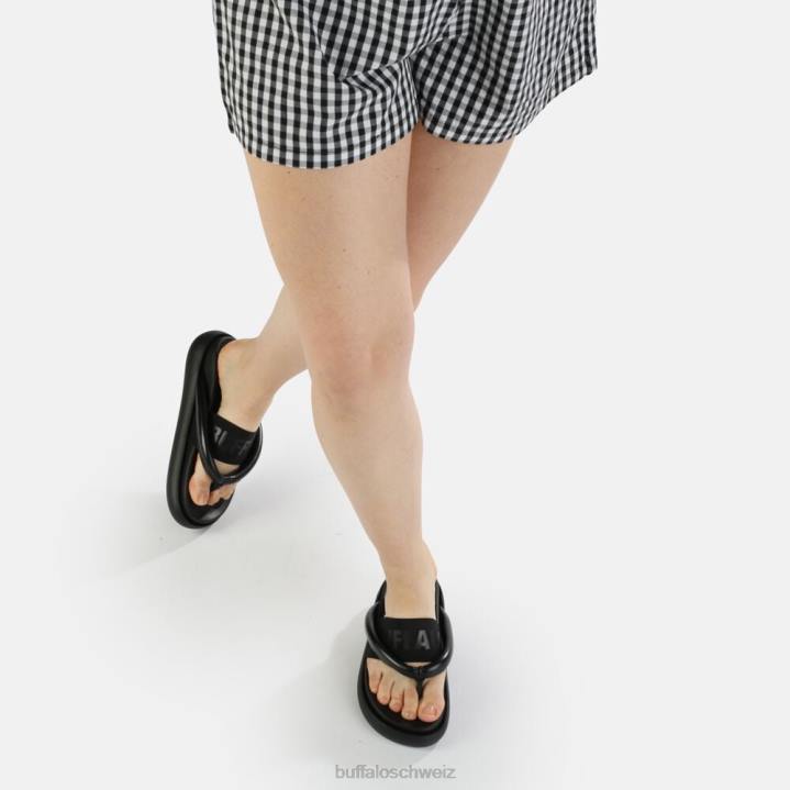 Buffalo Rey Flip-Plateau-Sandalen vegan 846Z722 Schwarz|Folien