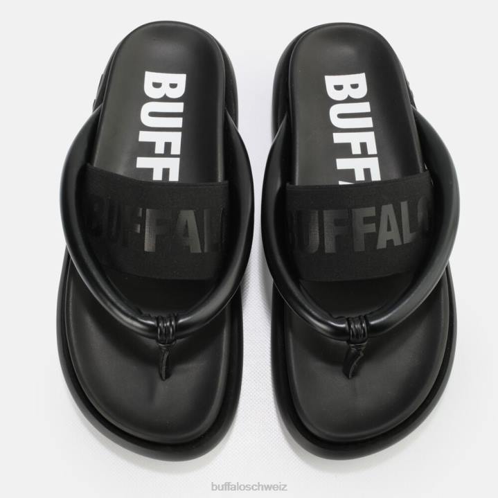 Buffalo Rey Flip-Plateau-Sandalen vegan 846Z722 Schwarz|Folien