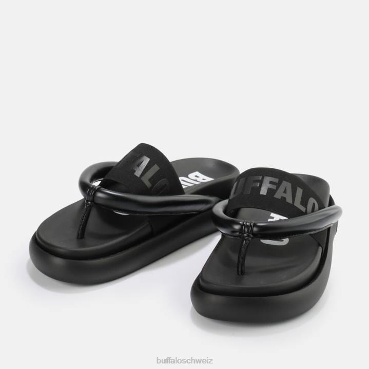 Buffalo Rey Flip-Plateau-Sandalen vegan 846Z722 Schwarz|Folien