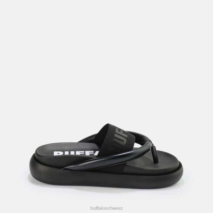 Buffalo Rey Flip-Plateau-Sandalen vegan 846Z722 Schwarz|Folien