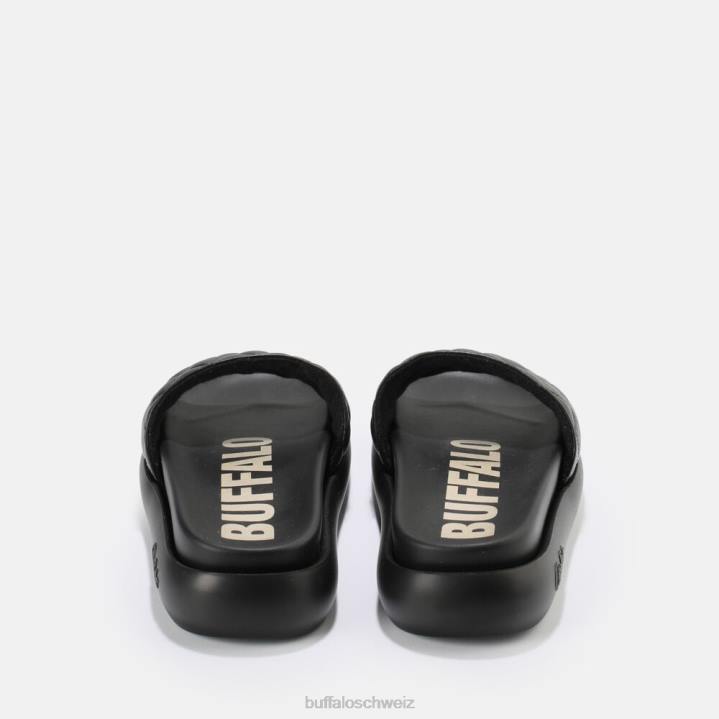 Buffalo Rey Quilt Slide vegan 846Z831 Schwarz|Folien