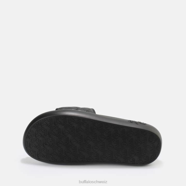 Buffalo Rey Quilt Slide vegan 846Z831 Schwarz|Folien