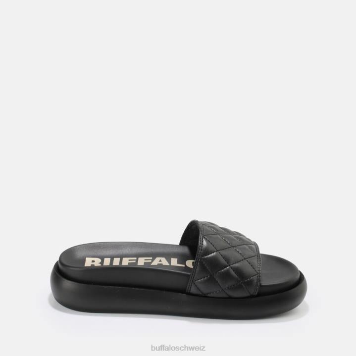 Buffalo Rey Quilt Slide vegan 846Z831 Schwarz|Folien