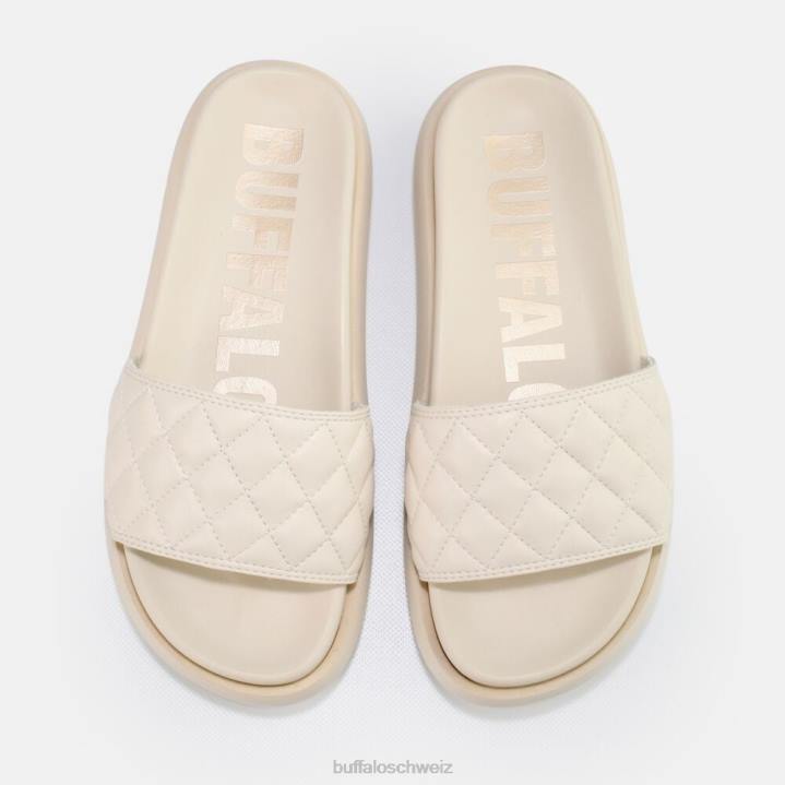 Buffalo Rey Quilt Slide vegan 846Z916 Creme|Folien