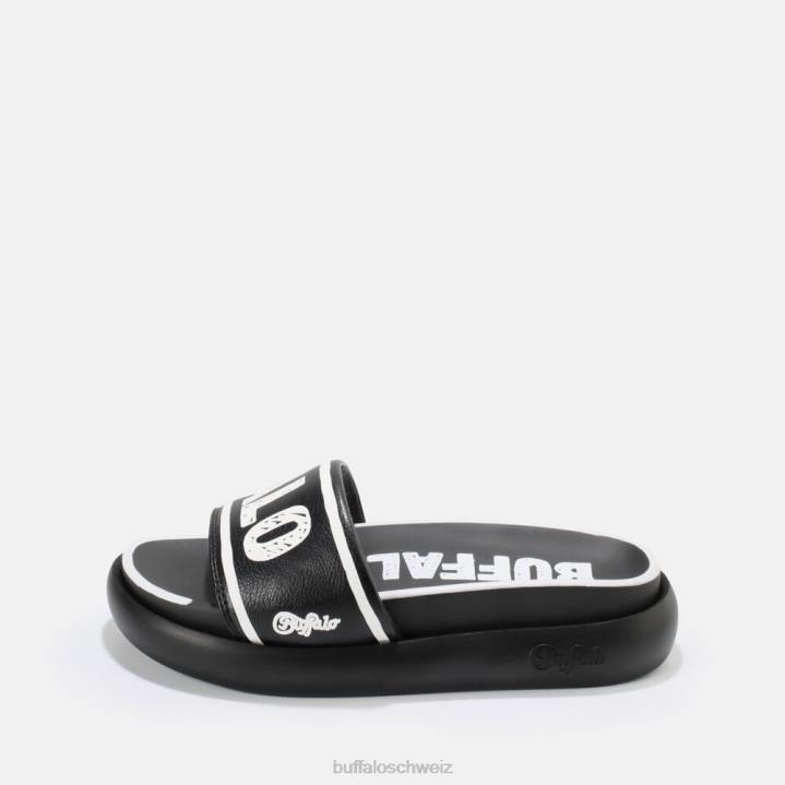 Buffalo Rey Slide vegan 846Z730 Schwarz-Weiss|Folien