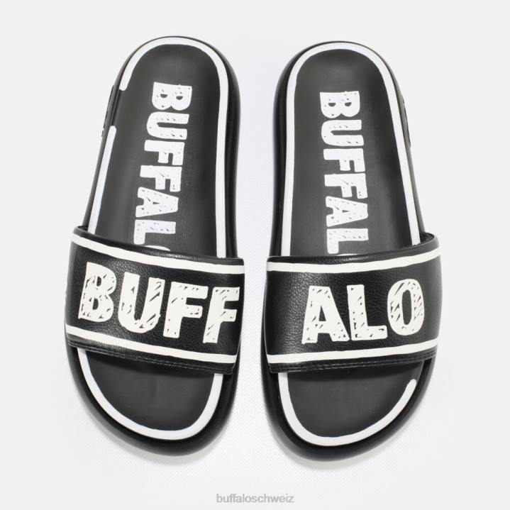 Buffalo Rey Slide vegan 846Z730 Schwarz-Weiss|Folien