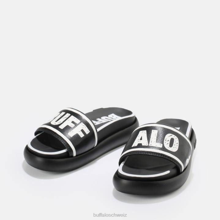 Buffalo Rey Slide vegan 846Z730 Schwarz-Weiss|Folien