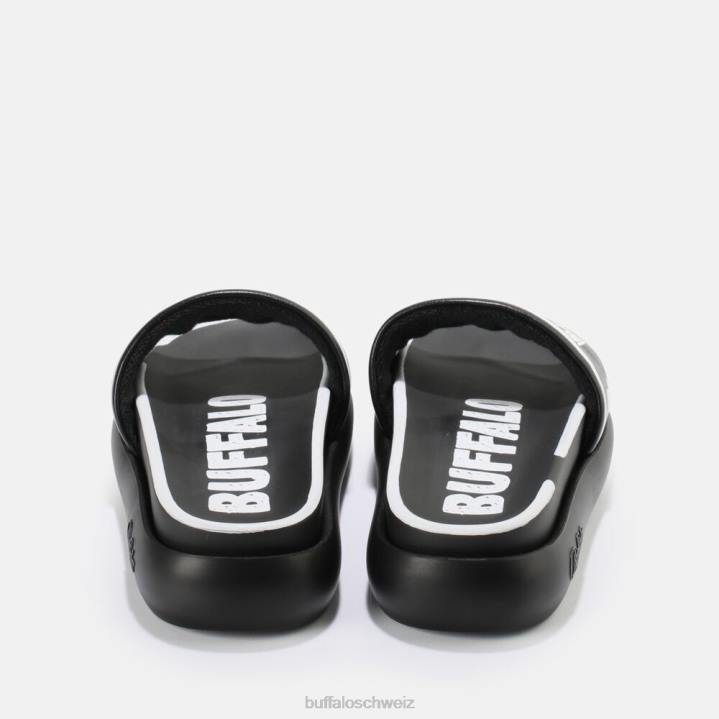 Buffalo Rey Slide vegan 846Z730 Schwarz-Weiss|Folien