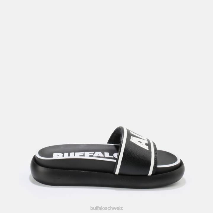 Buffalo Rey Slide vegan 846Z730 Schwarz-Weiss|Folien