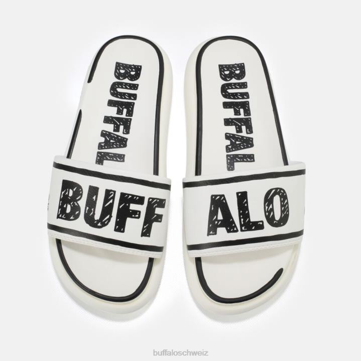 Buffalo Rey Slide vegan 846Z874 weiß schwarz|Folien