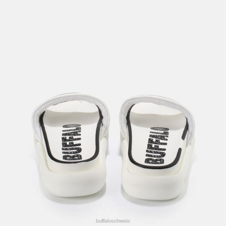 Buffalo Rey Slide vegan 846Z874 weiß schwarz|Folien