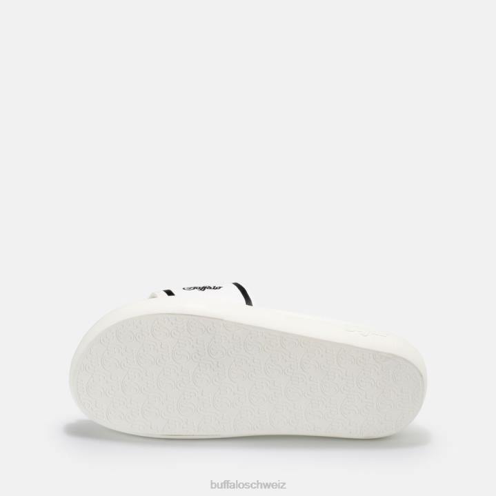 Buffalo Rey Slide vegan 846Z874 weiß schwarz|Folien