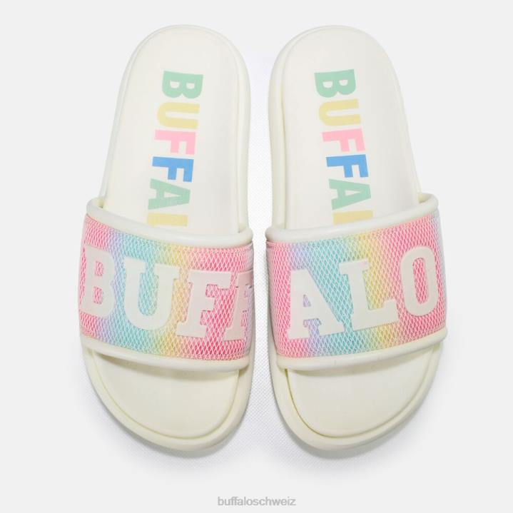 Buffalo Rey Slide vegan 846Z878 weiß/mehrfarbig|Folien