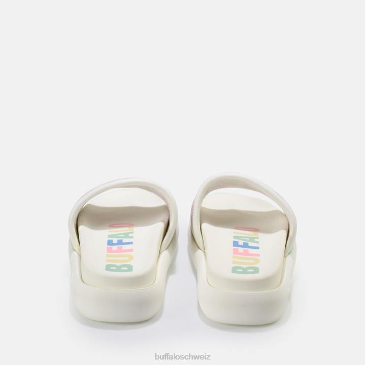 Buffalo Rey Slide vegan 846Z878 weiß/mehrfarbig|Folien