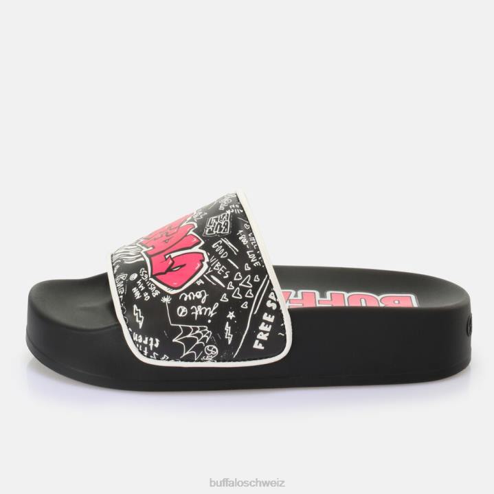 Buffalo See-Graffiti-Plattformrutsche vegan 846Z183 Schwarz|Folien