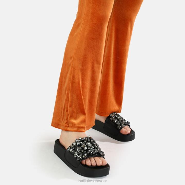 Buffalo Sky Diamond Plateau-Slide vegan 846Z109 Schwarz|Folien