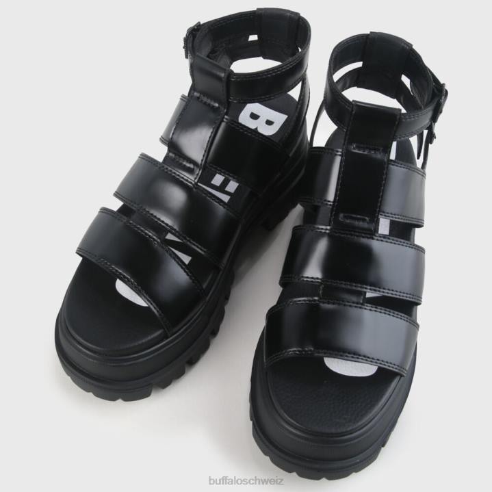 Buffalo Aspha GLD Plateausandale vegan 846Z130 Schwarz|Sandalen
