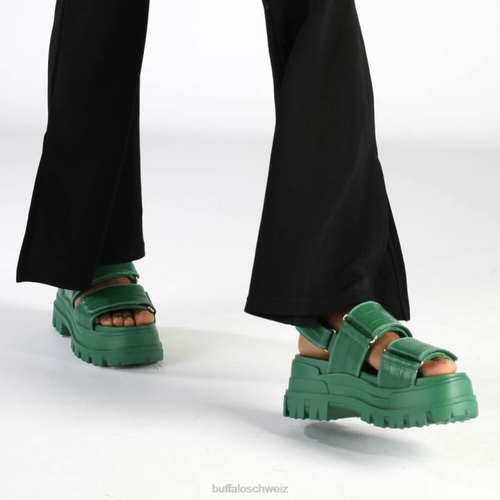 Buffalo Aspha Snd Plateausandalen vegan 846Z12 Grün|Sandalen
