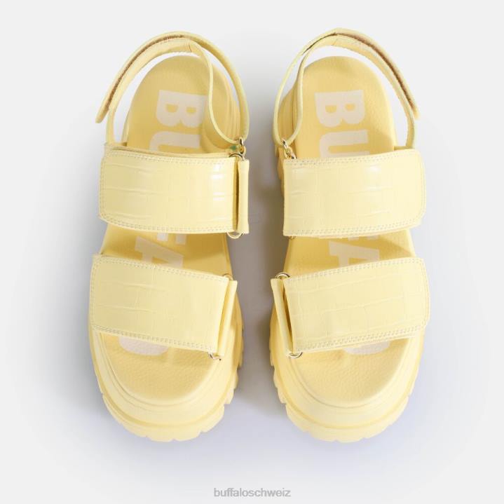 Buffalo Aspha Snd Plateausandalen vegan 846Z16 Vanille mit Krokodileffekt|Sandalen