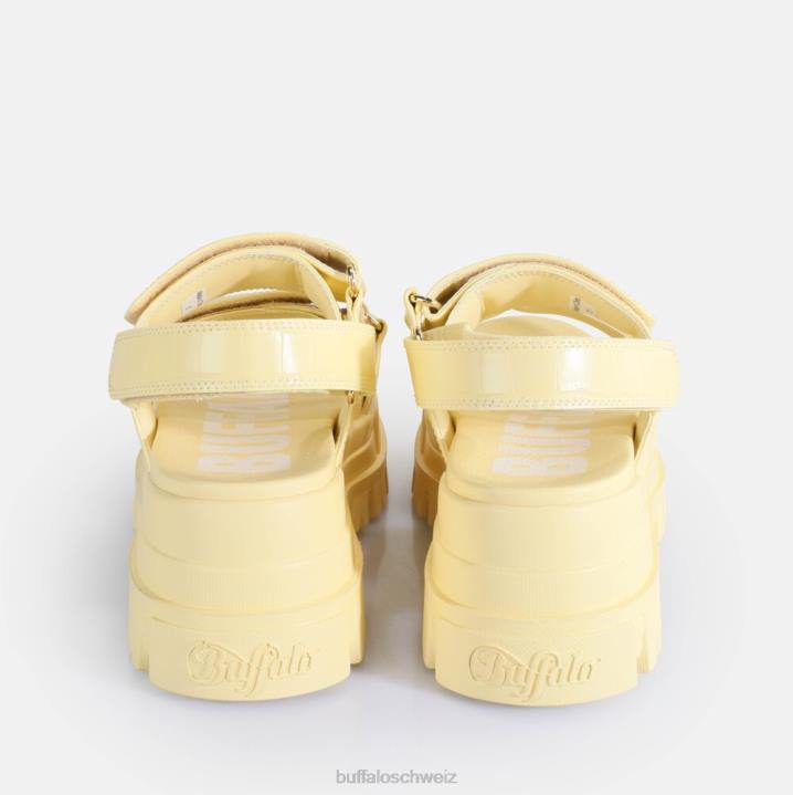 Buffalo Aspha Snd Plateausandalen vegan 846Z16 Vanille mit Krokodileffekt|Sandalen