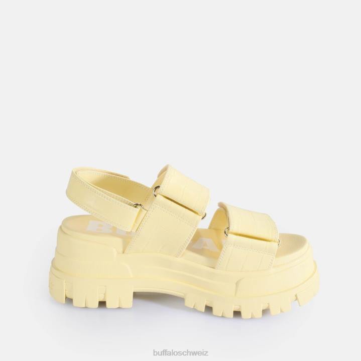 Buffalo Aspha Snd Plateausandalen vegan 846Z16 Vanille mit Krokodileffekt|Sandalen