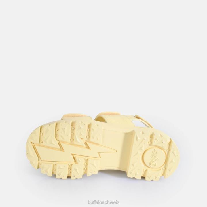 Buffalo Aspha Snd Plateausandalen vegan 846Z16 Vanille mit Krokodileffekt|Sandalen