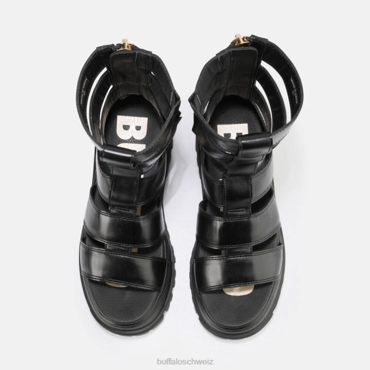 Buffalo Aspha Zeus Plateausandale vegan 846Z90 Schwarz|Sandalen