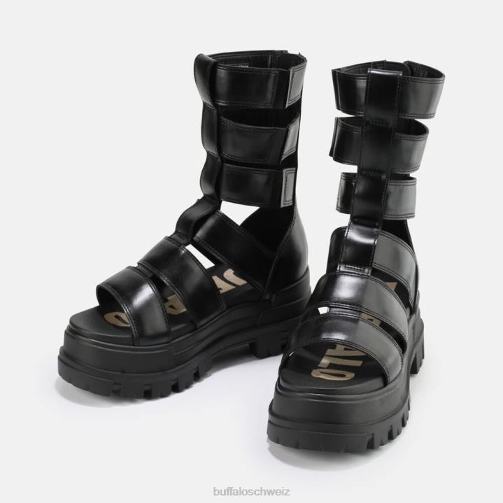 Buffalo Aspha Zeus Plateausandale vegan 846Z90 Schwarz|Sandalen