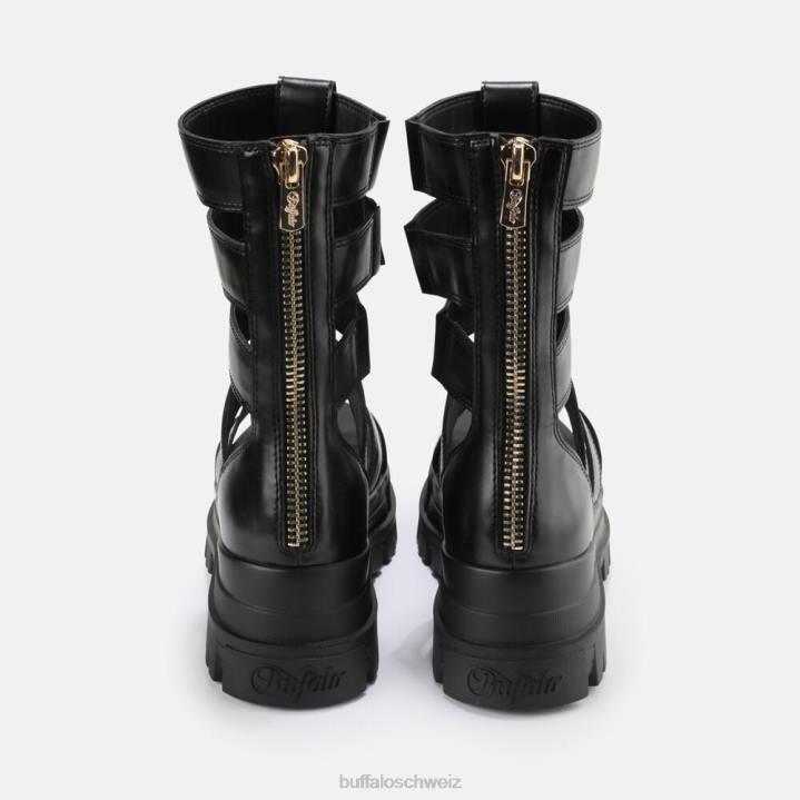 Buffalo Aspha Zeus Plateausandale vegan 846Z90 Schwarz|Sandalen