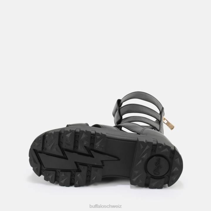 Buffalo Aspha Zeus Plateausandale vegan 846Z90 Schwarz|Sandalen