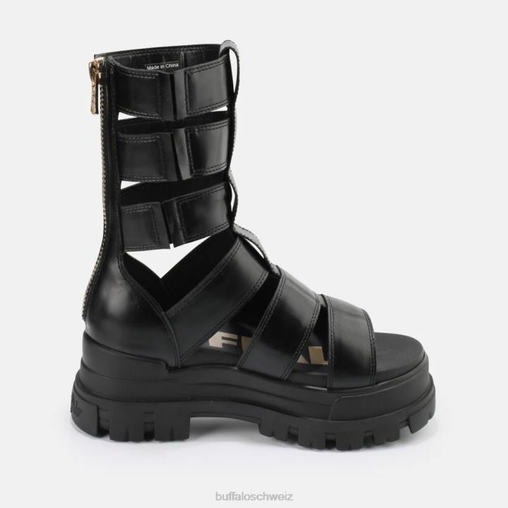 Buffalo Aspha Zeus Plateausandale vegan 846Z90 Schwarz|Sandalen