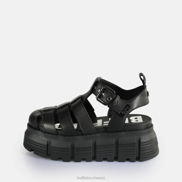 Buffalo Ava Fisher Plateausandalen vegan 846Z572 Schwarz|Sandalen