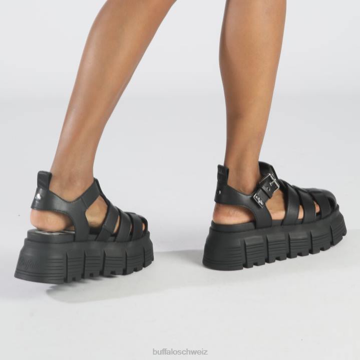 Buffalo Ava Fisher Plateausandalen vegan 846Z572 Schwarz|Sandalen