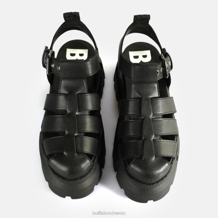 Buffalo Ava Fisher Plateausandalen vegan 846Z572 Schwarz|Sandalen