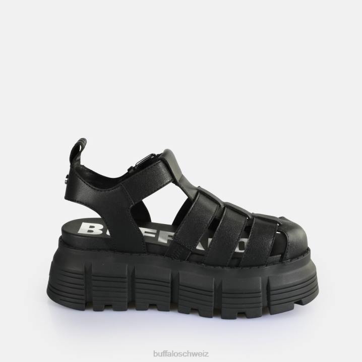 Buffalo Ava Fisher Plateausandalen vegan 846Z572 Schwarz|Sandalen