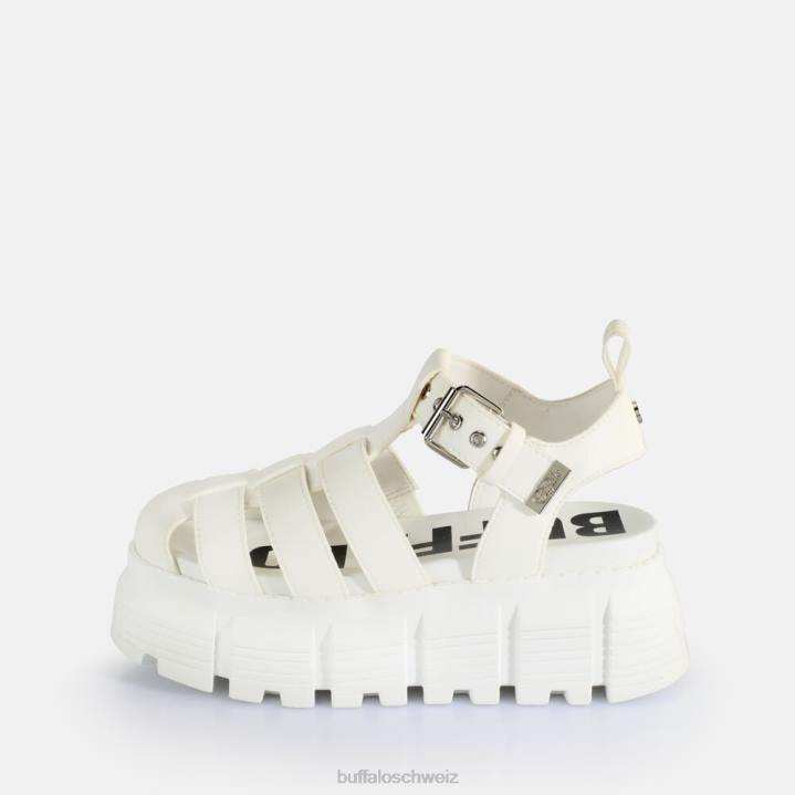 Buffalo Ava Fisher Plateausandalen vegan 846Z573 Weiss|Sandalen